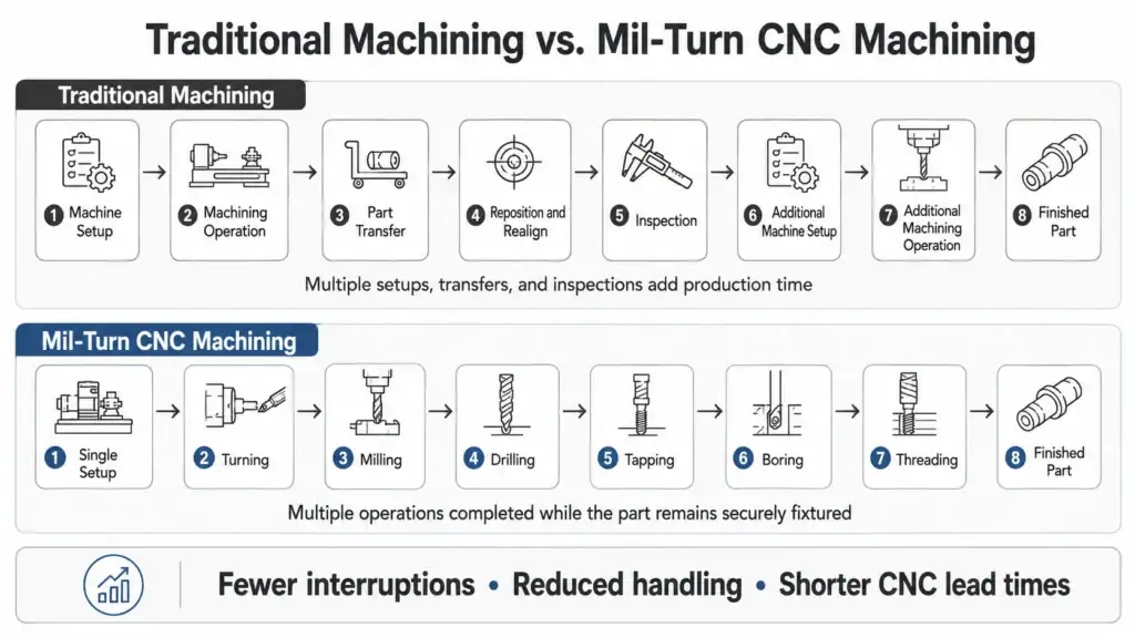 traditinal machining vs mil turning machining